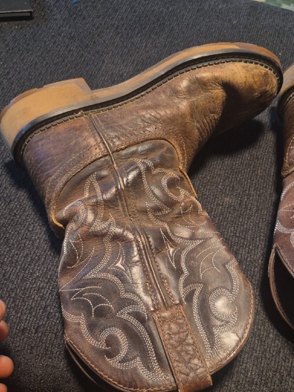 Justin Boots Brown Distressed Leather Western Work Boots - Picture 6 of 11